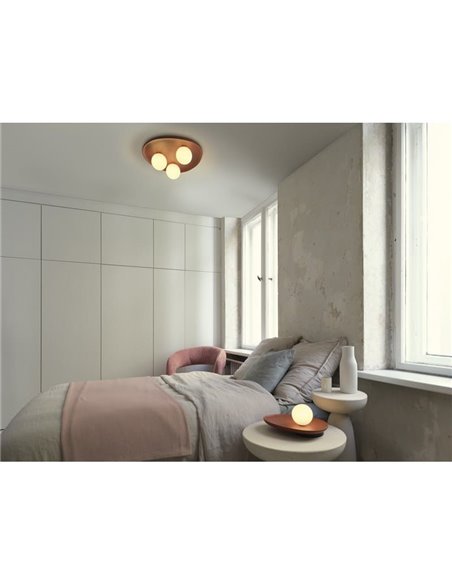 CLAY NEST TABLE plateau en terre cuite, avec 1 boule blanche pour douille G9