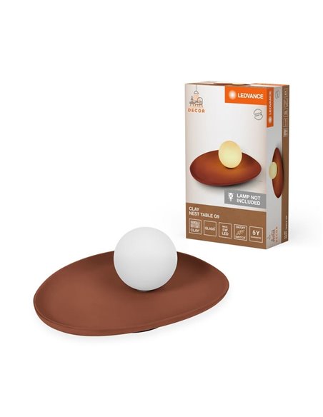 CLAY NEST TABLE plateau en terre cuite, avec 1 boule blanche pour douille G9