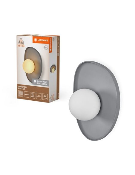 CONCRETE NEST WALL applique en béton, grise avec 1 boule pour douille G9