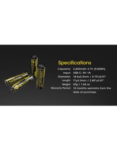 Batería Recargable USB-C NL1826R 2600mAh | LeonLeds 2