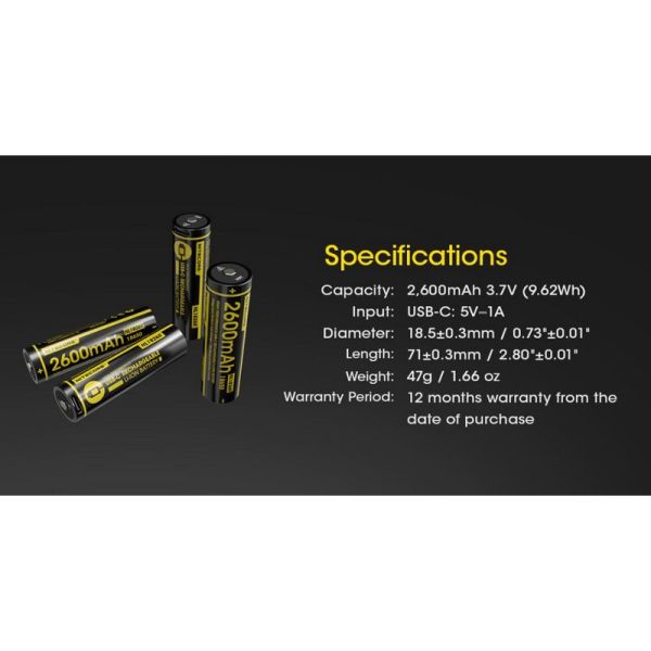 Batería Recargable USB-C NL1826R 2600mAh | LeonLeds