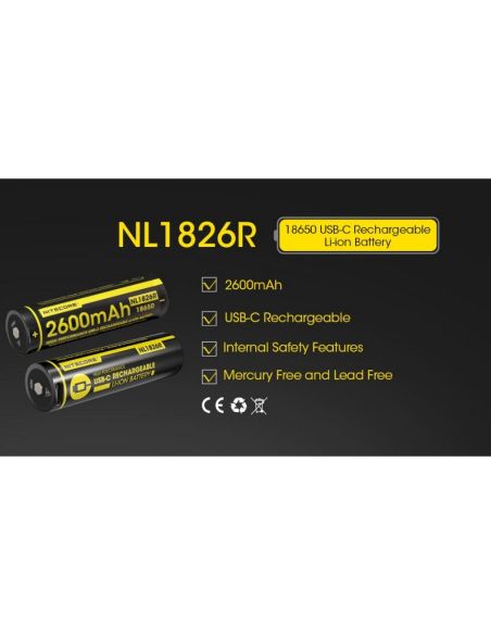 Batería Recargable USB-C NL1826R 2600mAh | LeonLeds