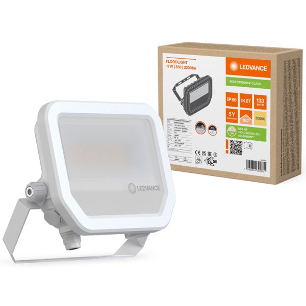 Projecteur LED d'extérieur blanc 17 W avec membrane de dissipation thermique - FL 20 P 2K4LM IP66 2 400 Lm Gen4 3 000 K