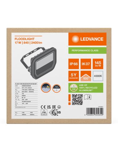 Proyector LED para Exterior Blanco 17W con Membrana de Disipación - FL 20 P 2K4LM IP66 2.400Lm Gen4 4000K