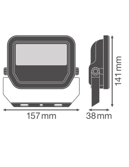 Medidas Proyector LED para Exterior Blanco 17W con Membrana de Disipación - FL 20 P 2K4LM IP66 2.400Lm Gen4 LedVance