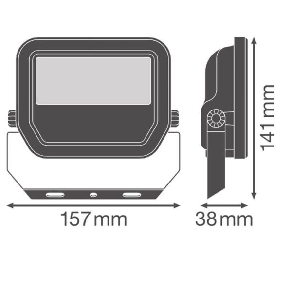 Medidas Proyector LED para Exterior Blanco 17W con Membrana de Disipación - FL 20 P 2K4LM IP66 2.400Lm Gen4 LedVance