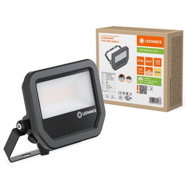 Projecteur LED d'extérieur noir 17 W avec membrane de dissipation thermique - FL 20 P 2K4LM IP66 2 400 Lm Gen4 830