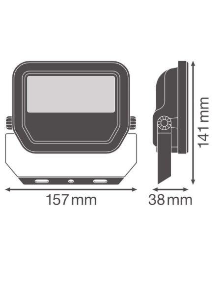 Medidas Proyector LED para Exterior Negro 17W con Membrana de Disipación - FL 20 P 2K4LM IP66 2.400Lm Gen4 LedVance