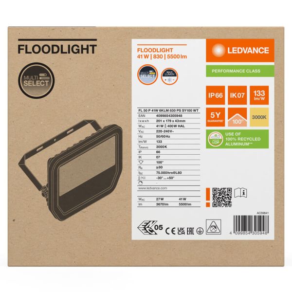 Caja Proyector LED Exterior Blanco 41W 6000Lm IP66 Multi Lumen - Ledvance | LeonLeds