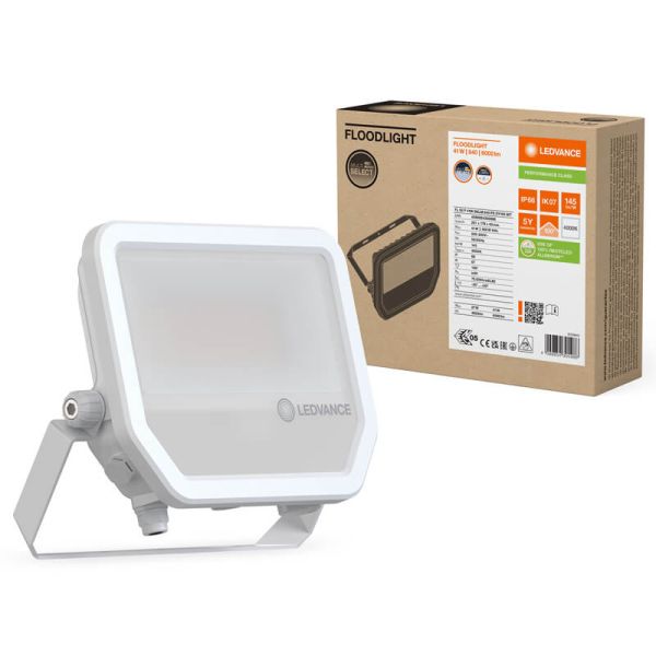 Coffret et Projecteur LED Extérieur Blanc 41W 6000Lm IP66 Multi Lumen - Ledvance 840 | LeonLeds