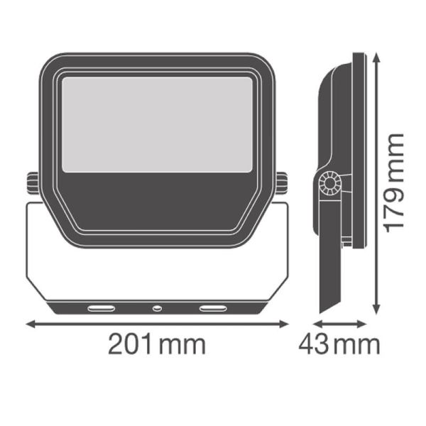 Projecteur LED Extérieur Noir Mesures 41W 6000Lm IP66 - Durable et Efficace Performance IK07 FL 50 P 41W 6KLM