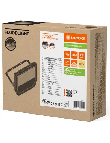 Caja y Proyector LED Exterior Negro 41W 6000Lm IP66 - Duradero y Eficiente IK07 Performance FL 50 P 41W 6KLM 830