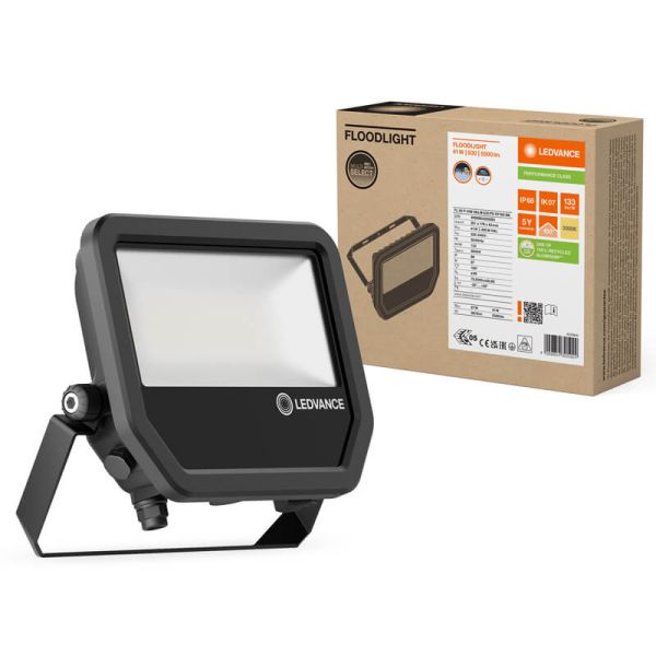 Caisson et projecteur LED d'extérieur noir 41W 6000Lm IP66 - Durable et efficace Performance IK07 FL 50 P 41W 6KLM