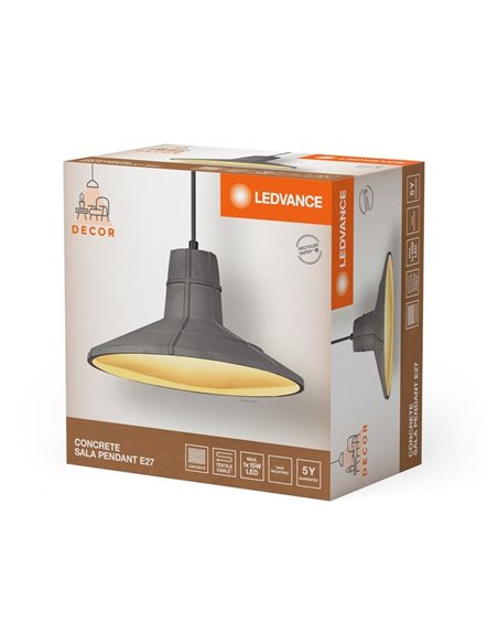 Lámpara colgante tipo campana de hormigón CONCRETE SALA, gris E27