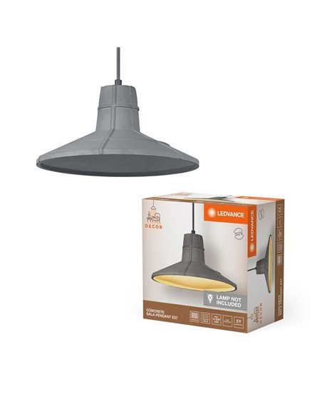 Lámpara colgante tipo campana de hormigón CONCRETE SALA, gris E27