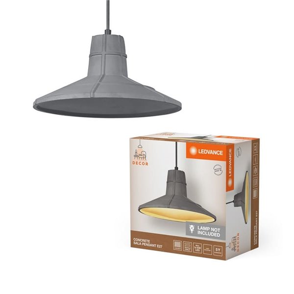 Lámpara colgante tipo campana de hormigón CONCRETE SALA, gris E27