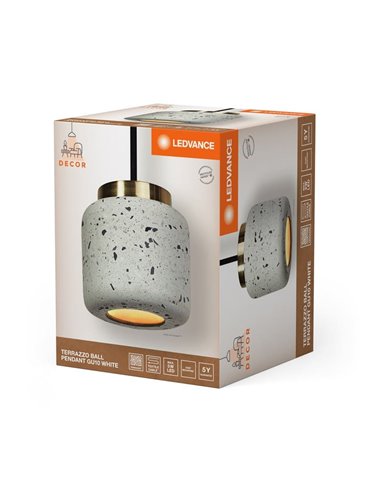 Luminária pendente redonda TERRAZZO BALL, 1XGU10 cinza