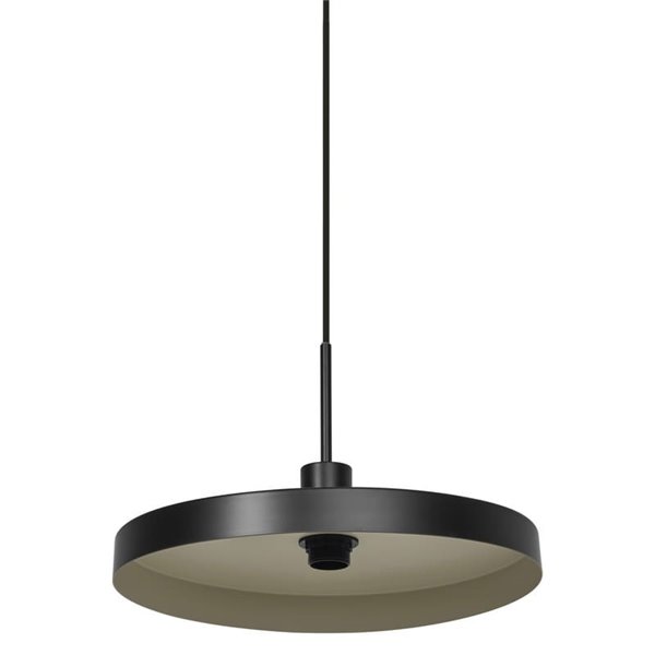 Lámpara colgante minimalista y sostenible de acero PLATE PENDANT, negro/beige E27