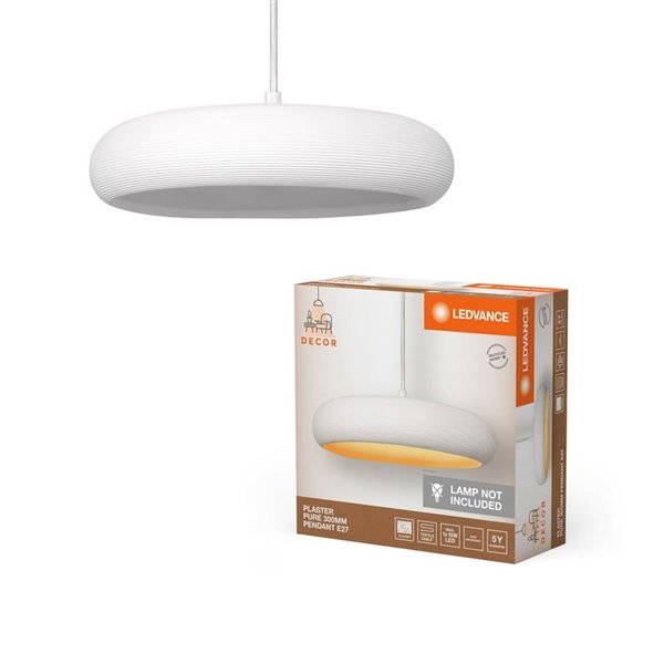 PLASTER PURE PEND Luminária pendente minimalista de gesso, redonda Ø 300mm, E27