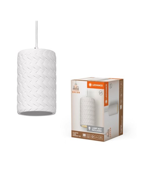 PLASTER TUBE PENDANT Luminária pendente cilíndrica de gesso branco, E27