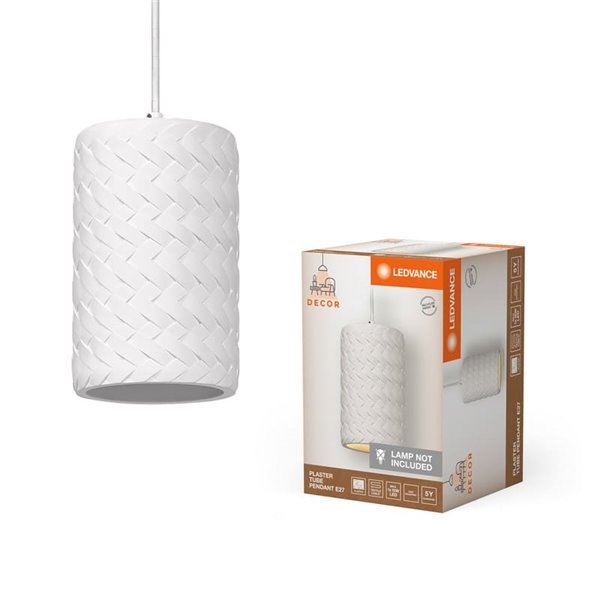 PLASTER TUBE PENDANT suspension cylindrique en plâtre blanc, E27