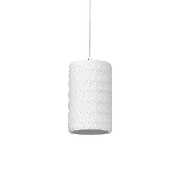PLASTER TUBE PENDANT Luminária pendente cilíndrica de gesso branco, E27