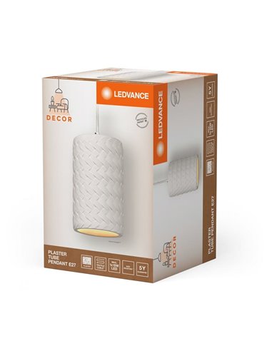 Lámpara colgante cilindrica de yeso blanco PLASTER TUBE PENDANT, E27