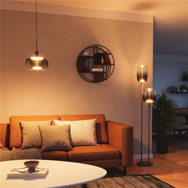 Lámpara de pie con 2 luminarias STICK FLOOR, con vidreo negro, Ø 750mm 1XE27 