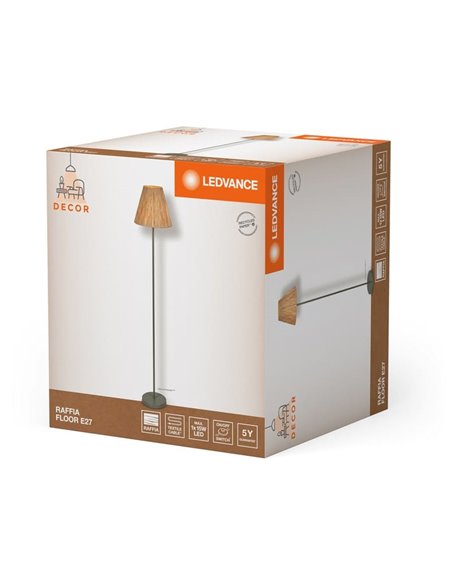 Lampadaire avec abat-jour RAFFIA FLOOR, avec base en acier vert, E27