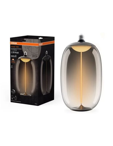 Bombilla LED Vintage 1906 Elipse Oval, con 1 hilo de filamento Smoke, 12W 1800K regulable, E27