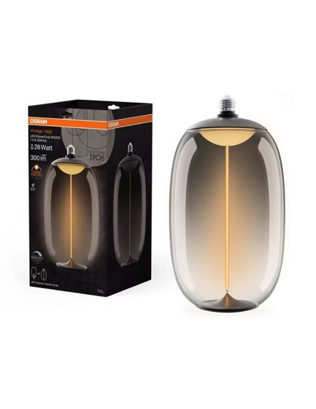 Bombilla LED Vintage 1906 Elipse Oval, con 1 hilo de filamento Smoke, 12W 1800K regulable, E27