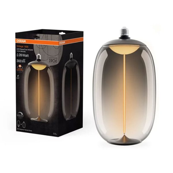 Bombilla LED Vintage 1906 Elipse Oval, con 1 hilo de filamento Smoke, 12W 1800K regulable, E27
