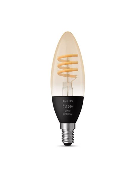 Bombilla LED inteligente E14 de vela, vintage de filamento HueWA, 4.6W 350Lm, De luz blanca cálida a fría