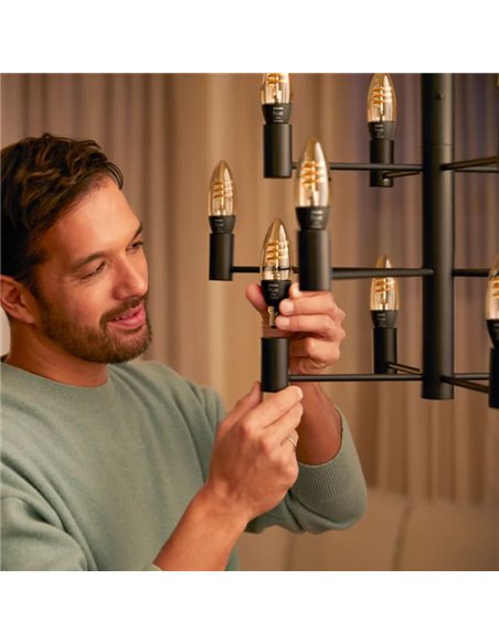 Ampoule bougie LED intelligente E14, ampoule à filament HueWA vintage, 4,6 W 350 lm, lumière blanche chaude à froide