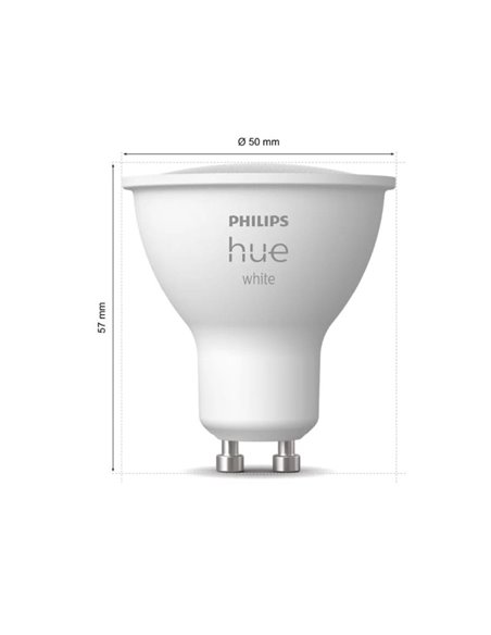 Pack de 2 Ampoules intelligentes LED GU10 HueW WHITE, 4,2W 400Lm 2700K
