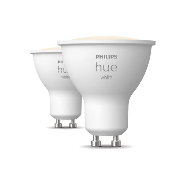 Pack de 2 Bombillas GU10 inteligente LED HueW WHITE, 4.2W 400Lm 2700K