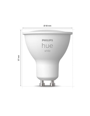 Bombilla inteligente LED HueW, GU10, WHITE, 4.2W 400Lm 2700K