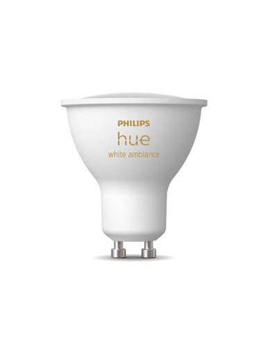 Bombilla inteligente LED GU10 White ambiance HueWA, 4.2W 400Lm, Luz blanca de cálida a fría