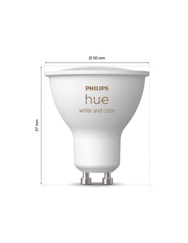Ampoule intelligente GU10 BLANCHE ET COULEUR HueWCA, 4,2W 400Lm, 2000K-6500K