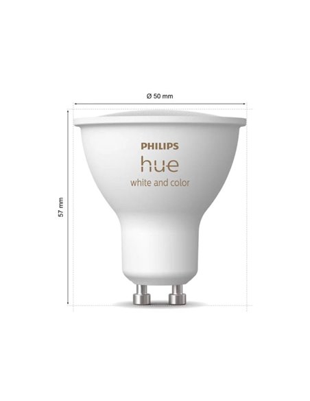 Bombilla inteligente GU10 WHITE AND COLOR HueWCA, 4.2W 400Lm, 2000K-6500K