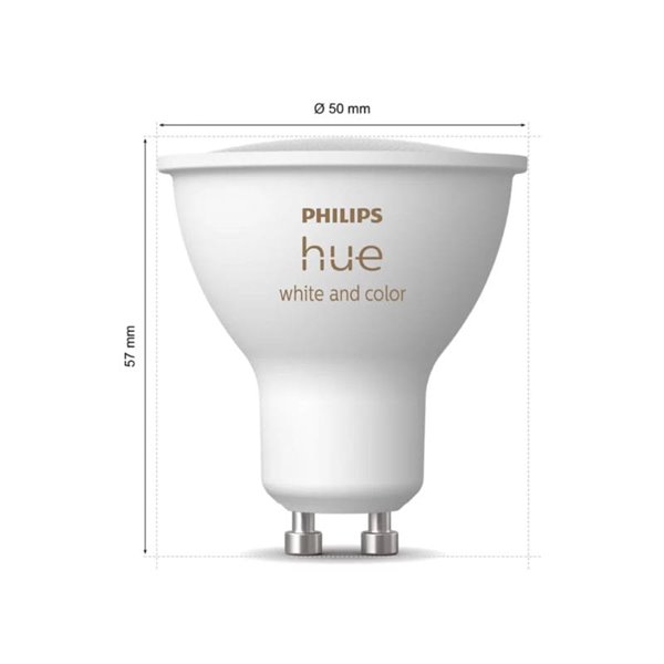 Bombilla inteligente GU10 WHITE AND COLOR HueWCA, 4.2W 400Lm, 2000K-6500K