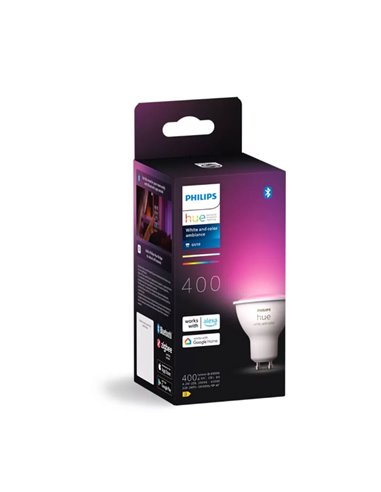 Bombilla inteligente GU10 WHITE AND COLOR HueWCA, 4.2W 400Lm, 2000K-6500K