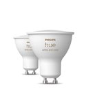 Pack de 2 Bombilla inteligente GU10 WHITE AND COLOR HueWCA, 4.2W 400Lm, 2000K-6500K