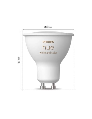 Pack de 3 Bombilla inteligente GU10 WHITE AND COLOR HueWCA, 4.2W 400Lm, 2000K-6500K