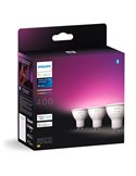Pack de 3 Bombilla inteligente GU10 WHITE AND COLOR HueWCA, 4.2W 400Lm, 2000K-6500K