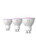 Pack de 3 Bombilla inteligente GU10 WHITE AND COLOR HueWCA, 4.2W 400Lm, 2000K-6500K