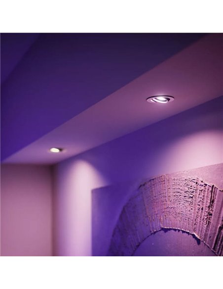 Kit de démarrage 3 ampoules intelligentes GU10 Ambiance blanche et couleur + Hue Bridge, 4,2W 400Lm