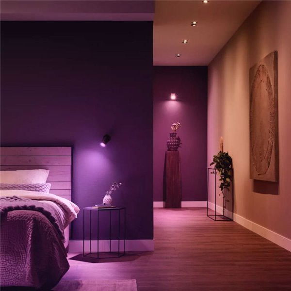 Kit de démarrage 3 ampoules intelligentes GU10 Ambiance blanche et couleur + Hue Bridge, 4,2W 400Lm