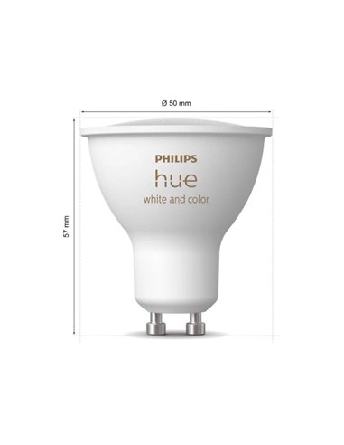 Kit inicial 3 lâmpadas inteligentes GU10 Ambiente branco e colorido + Hue Bridge, 4,2W 400Lm