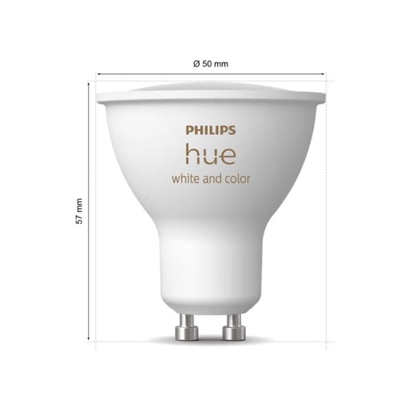 Kit de inicio 3 bombillas inteligentes GU10 White and color ambiance + Hue Bridge, 4.2W 400Lm